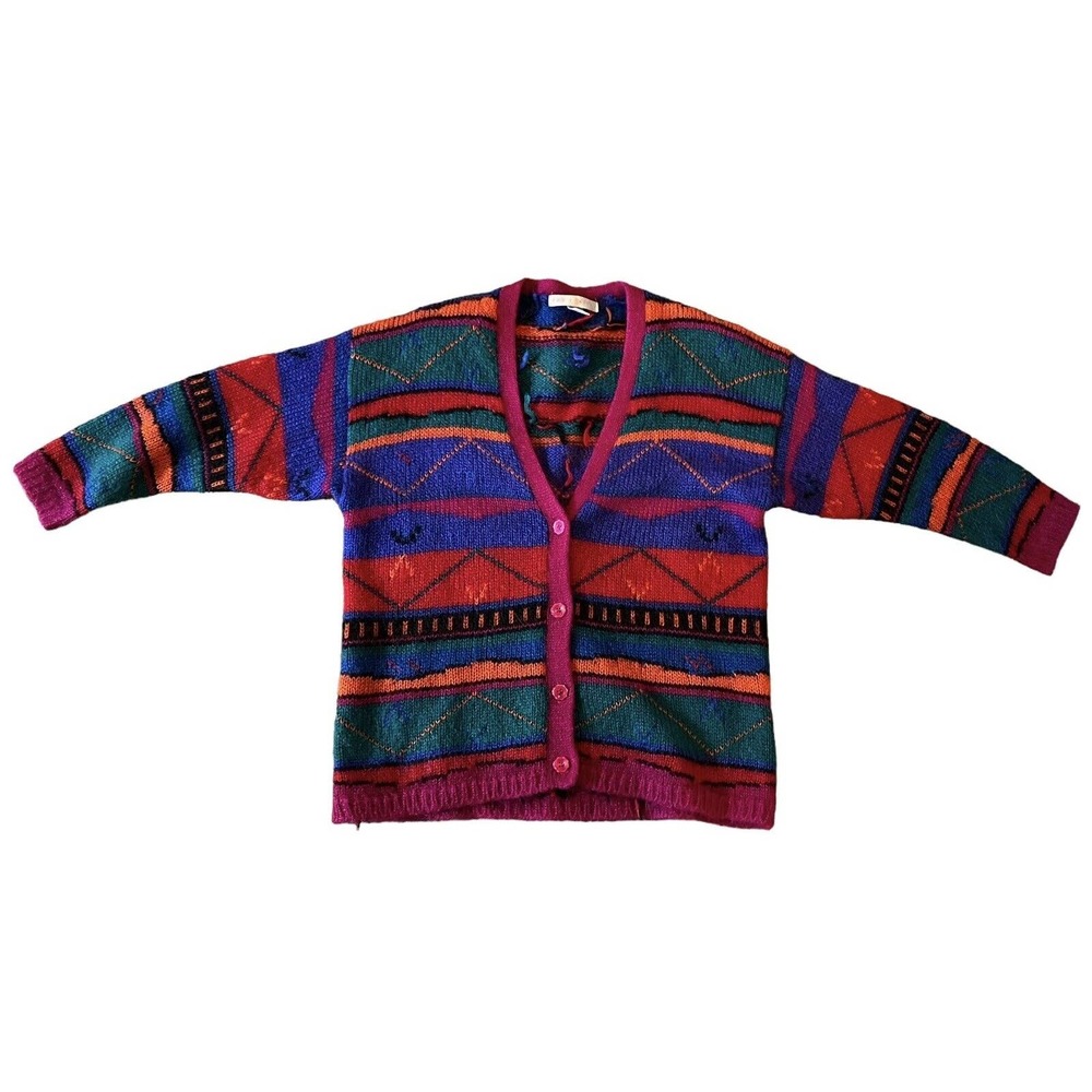 Vintage The LIMITED Sweater Cardigan Knit 90’s Color-block Mohair Fuzzy M/L